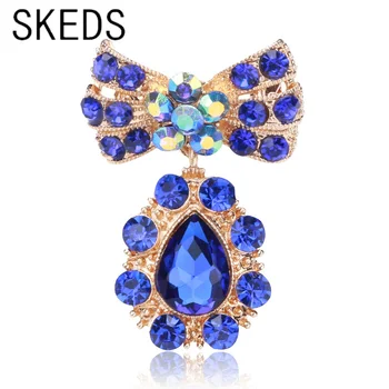SKEDS, модерен, блестящ кристал лък, Луксозни Брошки, Икони За жени, Елегантни и фини Игли с лък, планински кристал, Аксесоари, Подарък Изображение