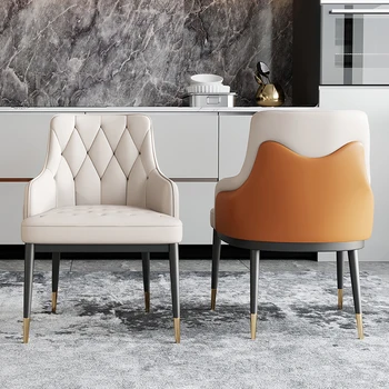 Хранене Трона Офис стол С кожен подлакътник Съвременните ергономични столове ретро Silla Nordica Модерни мебели средата на века WXH11XP Изображение