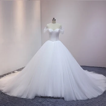 Нов прием, просто бяла бална рокля с къс ръкав, сватбени рокли големи Размери Онлайн магазин за Порцелан Vestidos De Noiva Изображение