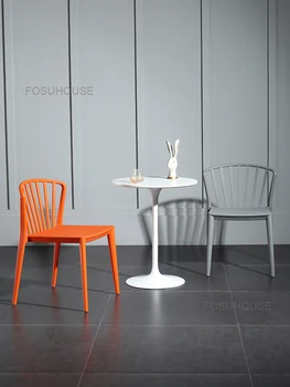Проста кухненски мебели в скандинавски стил, Трапезни Столове С облегалка, Кабинет, Бяло Офис Стол За преговори, Дизайнерски Стол за почивка Изображение