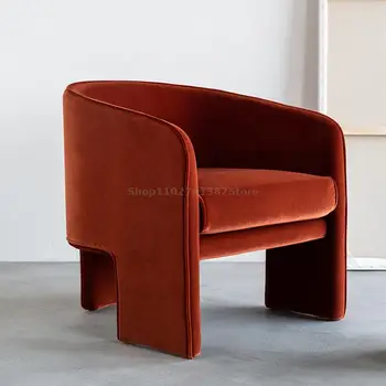 Италиански минималистичные столове за всекидневна, единична кадифе диван, модерно кресло за отдих в балкона, индивидуално цветно стол Изображение