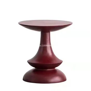 Скандинавски дизайн стил ins style чист червен творчески кът няколко прости кръгли чаени мислещ творчески малка странична масичка escritorios Изображение