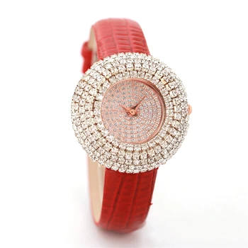 Дамски луксозен часовник с кръгла циферблат от изкуствена Кожа аналогов кварцов часовник, дамское рокля, часовник, Подарък, Лукс Изображение