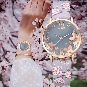 Модерен дамски часовник в стил хипстер с цветна каишка с насипни печат, кварцов дамски часовник, творчески часовници за момичета reloj mujer Изображение