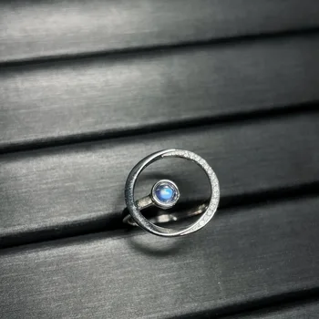 Ново винтажное пръстен от сребро S925 проба с естествен индийски лунен камък, красиво открывающееся дизайнерски пръстен без оптимизиран основен камък Изображение