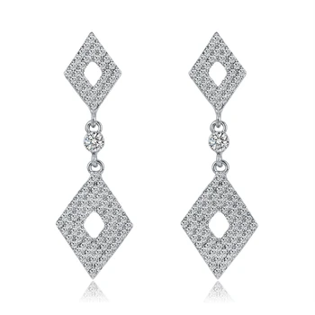 Прости обеци-карамфил под формата на диамант с кристали, минималистичные обеци за жени 97QE Изображение