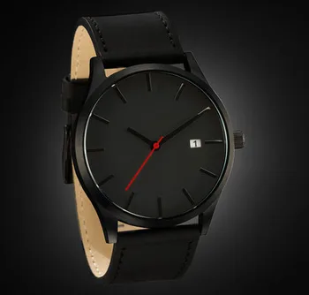 Елегантен мъжки часовник в черен корпус. Черен циферблат, черни стрелки, японски механизъм Изображение