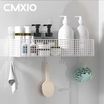 CMXIO, Решетчатая кошница за душ, Шампоан, Козметика, принадлежности за Баня, Органайзер За Съхранение Без Бормашини, Аксесоари за баня, тоалетни Изображение