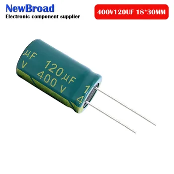 10ШТ Алуминиеви електролитни кондензатори 120 UF 400 450 В високочестотен ниско съпротивление, по-дълъг живот пряко вмъкване на 400 120 icf 18*30 мм Изображение