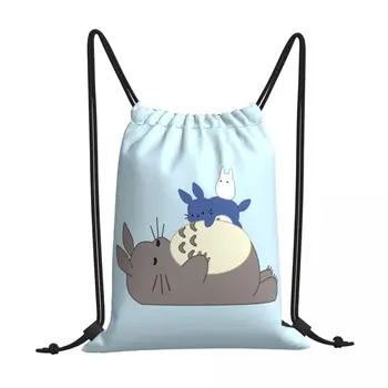 Sleep Totoro/ Лидер на Продажбите, Чанти съвсем малък с Принтом Аниме, Манга, Мъжки Женски Раница За Съхранение, Тийнейджърката Пътна Чанта, Мултифункционален Джоб Изображение