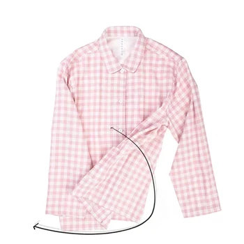Пижами PROSHOW ™ - двупластова газова пижама от чист памук, дамски тънка домашна дрехи с дълги ръкави през пролетта и есента Изображение