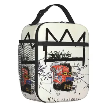 King Alphonso, изолирано чанта за обяд за жени, Портативен хладилник Basquiats, Термосумка за обяд, Офис, Екскурзия, Пътуване Изображение