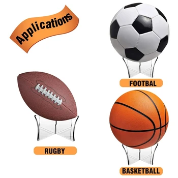 прозрачна акрилна Поставка за топката, Титуляр на дисплея, Поставка за футбол, волейбол, Баскетбол, футбол топка за ръгби Изображение