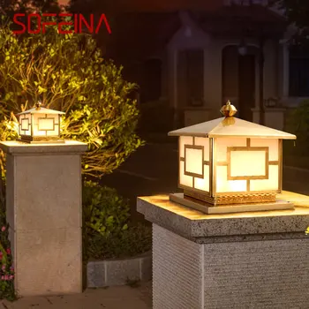 SOFEINA, уличен класически месинг градински пейзаж лампа, просто един от стълбовете на двора, IP65, водоустойчив led лампа за вътрешно двор в ретро стил Изображение