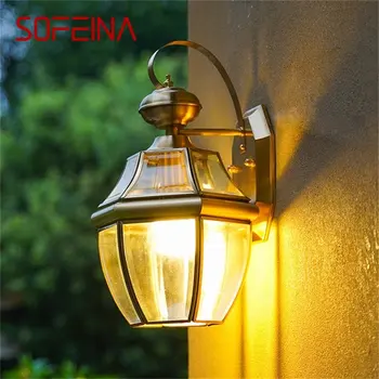 SOFEINA Ретро Външен Месинг, с монтиран на стената лампа Водоустойчива IP65, стенни лампи, led Осветление за дома, верандата, двора Изображение