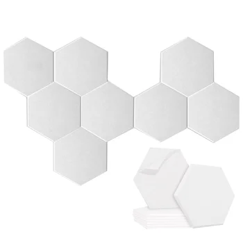 8 Опаковки, Самозалепващи се шестиугольной акустични панели, звукопоглощающая панел за студиа/звукозаписни студия/офиси, бяла Изображение