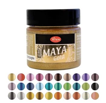 German Viva Металик Pigment 45ml Maya-Златни Непрозрачен Пигмент За Различни Повърхности От Дърво, Металокерамика И Стъкло Изображение