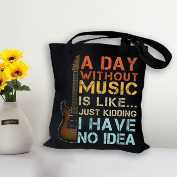 Холщовая чанта за пазаруване с принтом игри, женски реколта чанти, мультяшная китара, голям чанта на рамото, еко-торбички за еднократна употреба за момичета Изображение