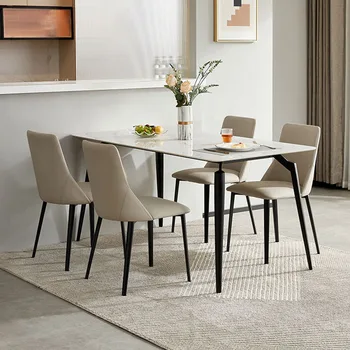 Квадратна маса за хранене в скандинавски стил с висок таван, луксозен Дизайн хол, модерна маса за хранене, Водоустойчив кухненски мебели Mesas De Jantar Изображение