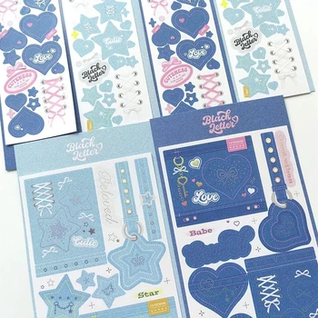 Корейски Ins креативни стикери с джинсовым модел за scrapbooking стикер за декорация на албума Idol, естетически персонални канцеларски материали Kawaii Изображение