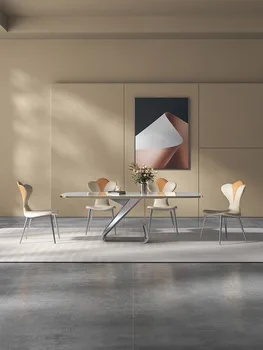 Маса за хранене от неръждаема стомана, италиански минималистичная рок чиния, лесно лукс, модерна минималистична къща, 2023 нов модел Изображение